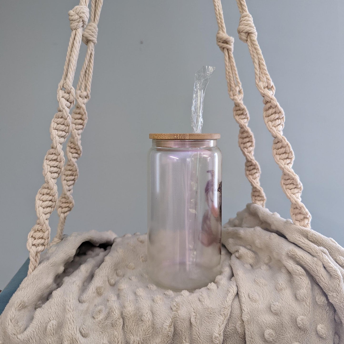 Leopard Bow Bubblegum Sloth Glass Can