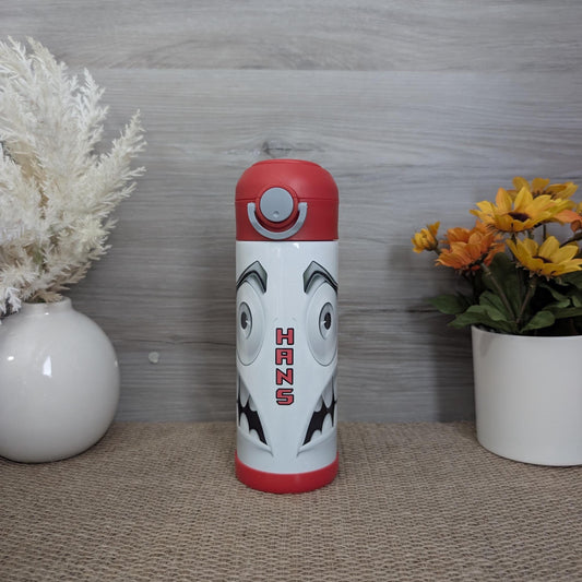 12oz Pop Top Kids Tumbler – Angry Cartoon Face Design