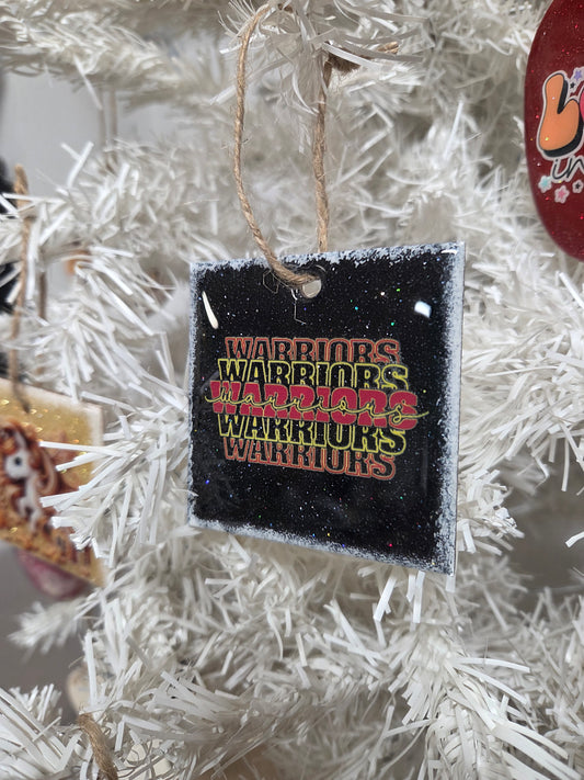 Warriors Stacked Wooden Christmas Ornament
