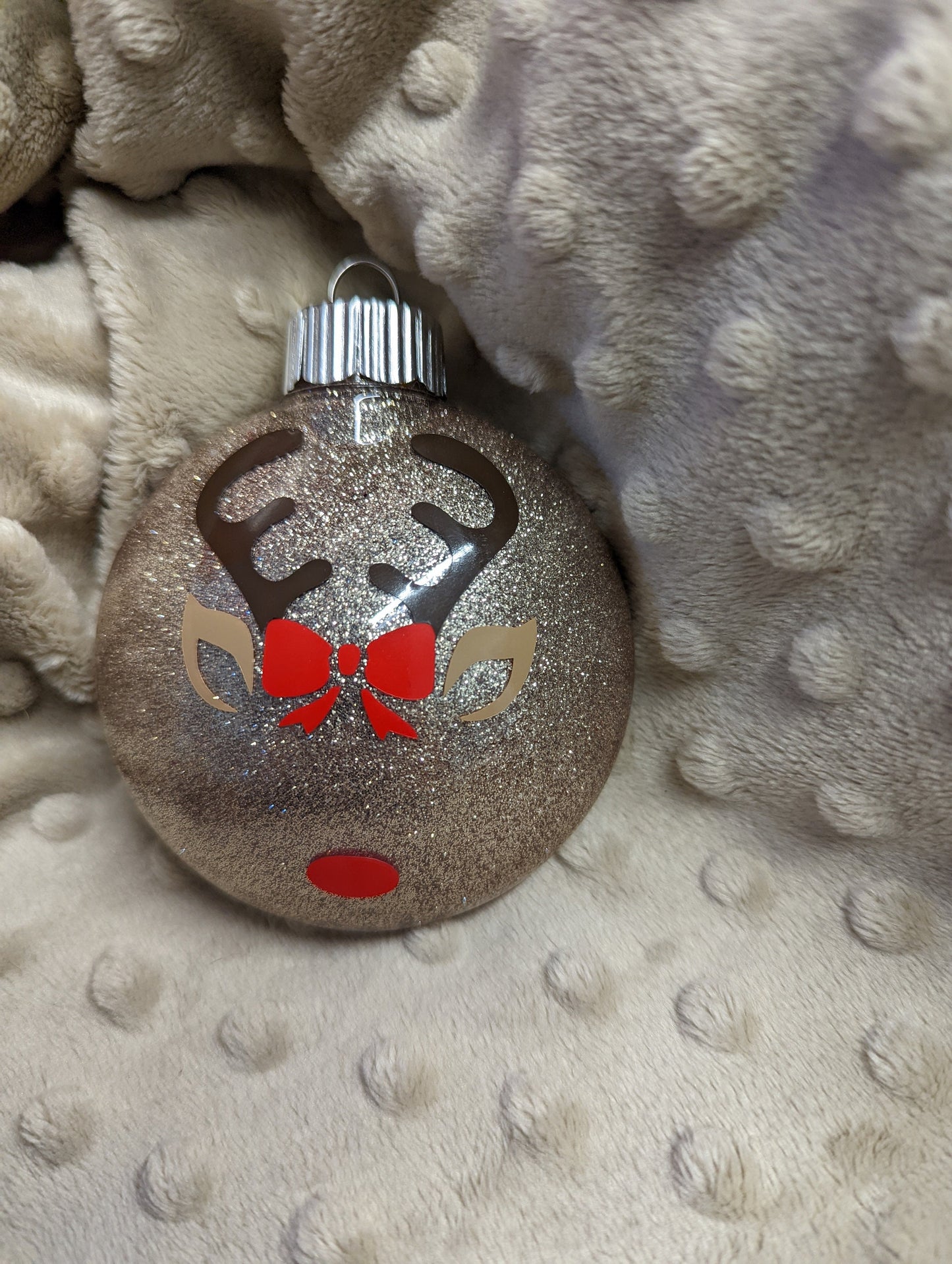 Personalized Reindeer Christmas Ornament – Glitter Holiday Ornament