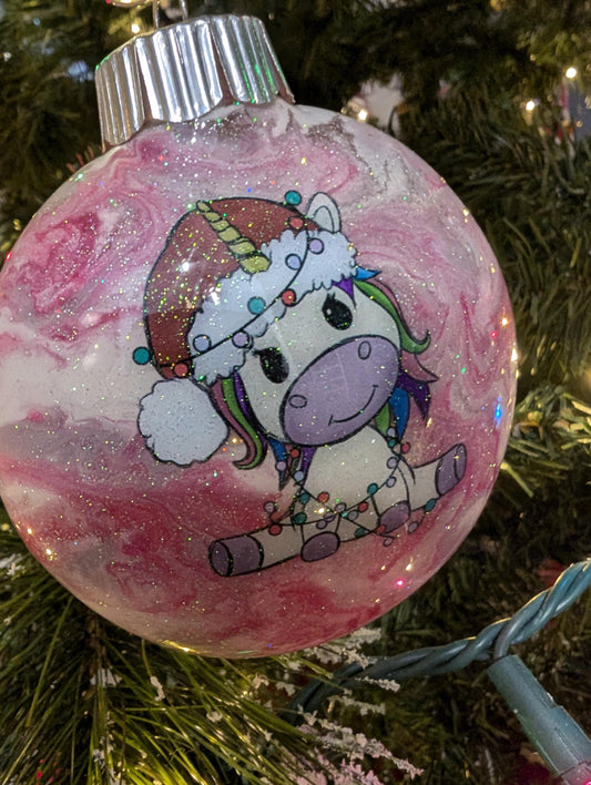 Handmade Pink Swirl Unicorn Ornament