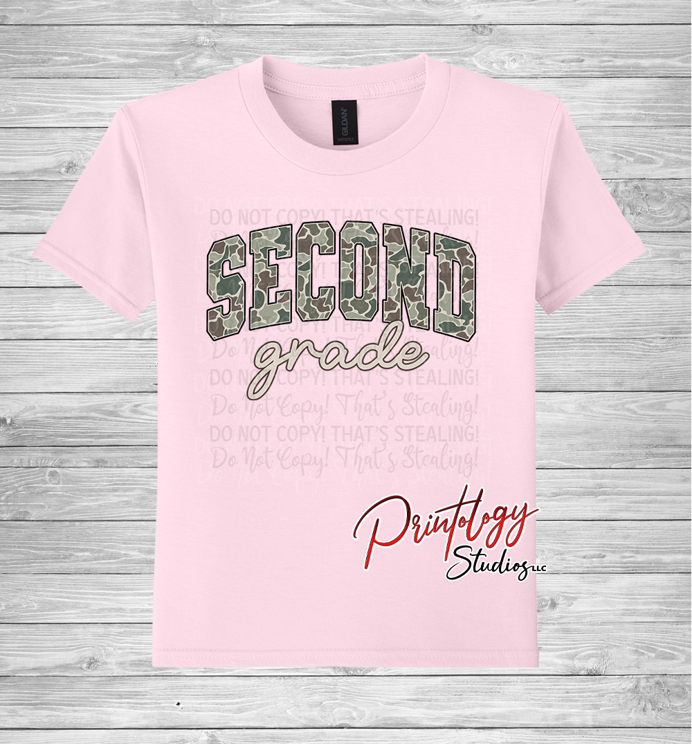 Youth Camo Second Grade Tee