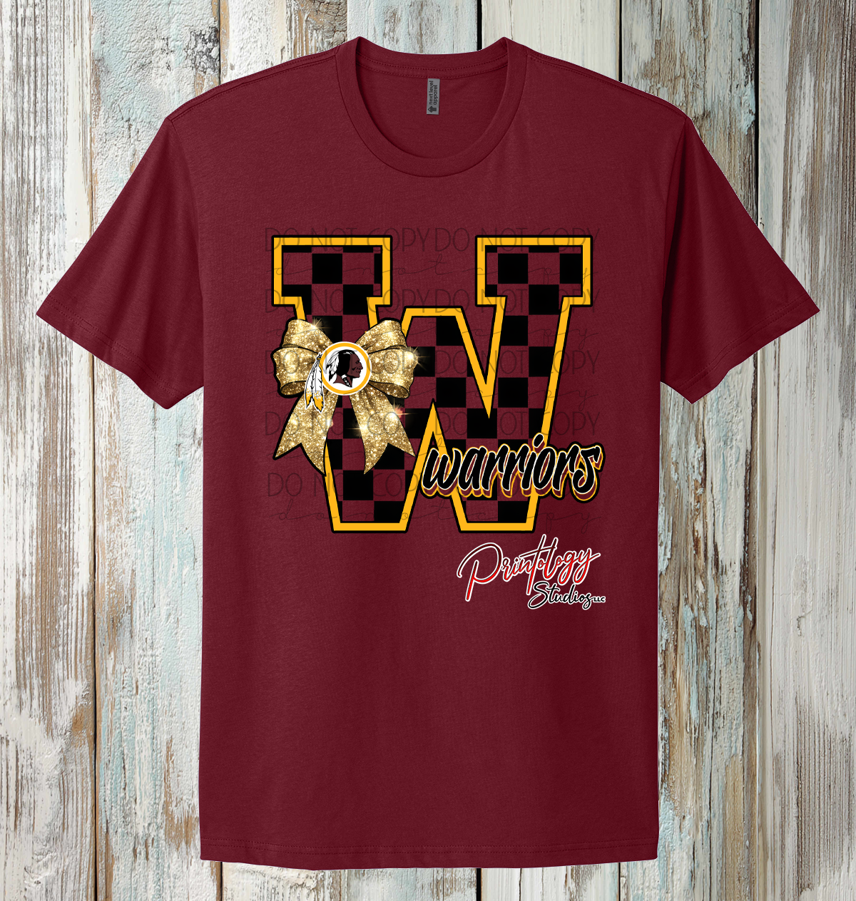 Warriors “W” Checkered Bow Tee