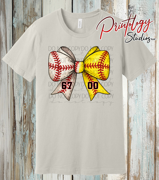 Custom Baseball & Softball Bow Shirt | Personalized Sports Mom Tee