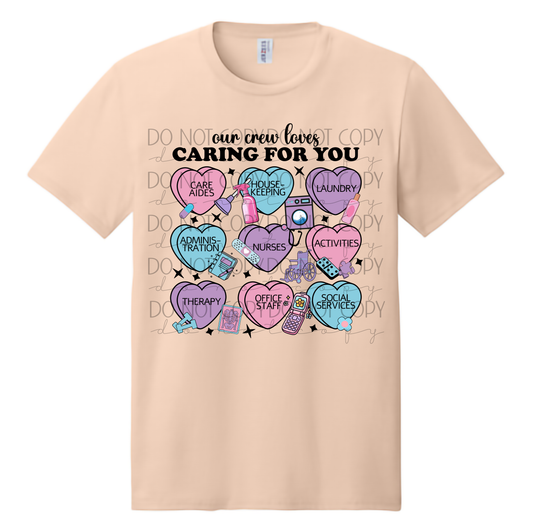 “Our Crew Loves Caring for You” – Healthcare Team Heart Design