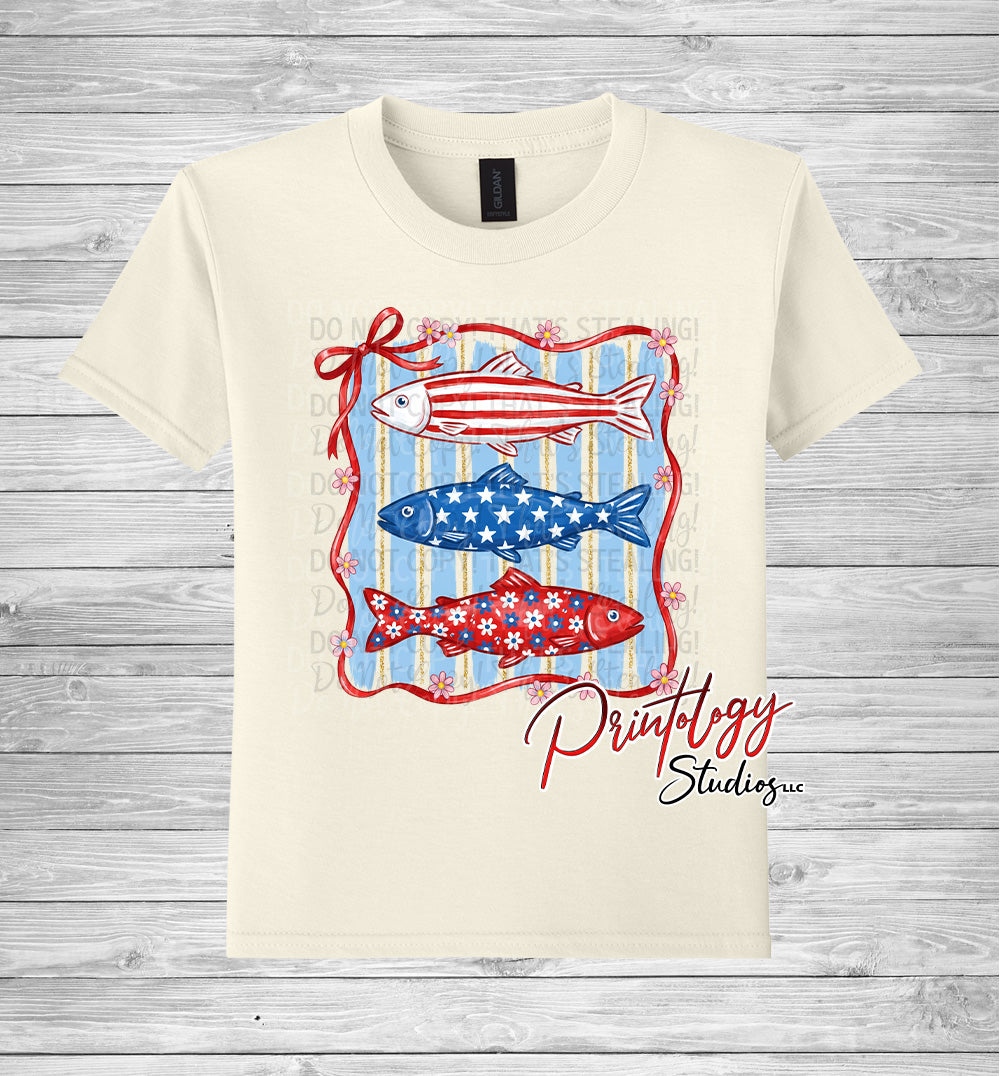 Youth Patriotic Fish Graphic T-Shirt