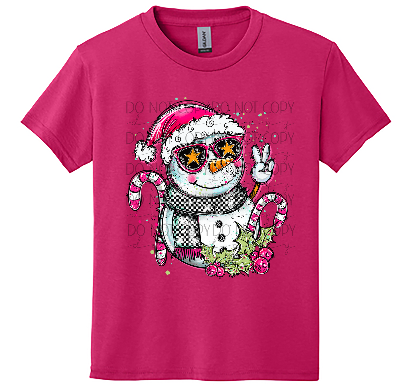 Youth Candy Cane Snowman Christmas T-Shirt ❄️