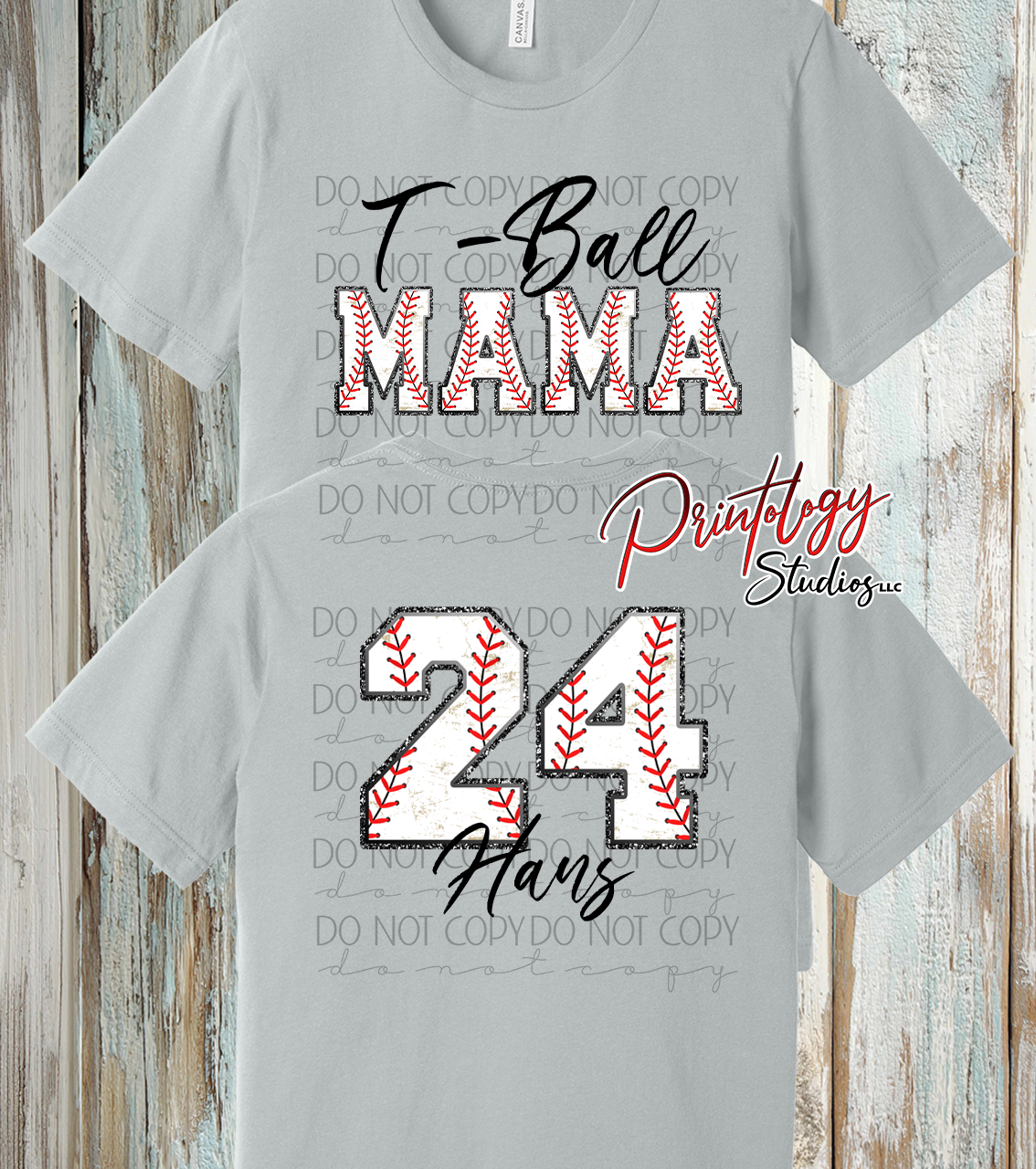 Custom T-Ball Mama Shirt – Personalized Name & Number