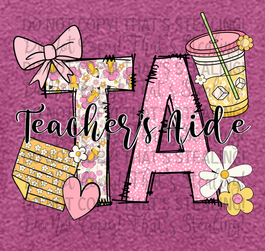 Teacher Aide “TA” Floral Tee