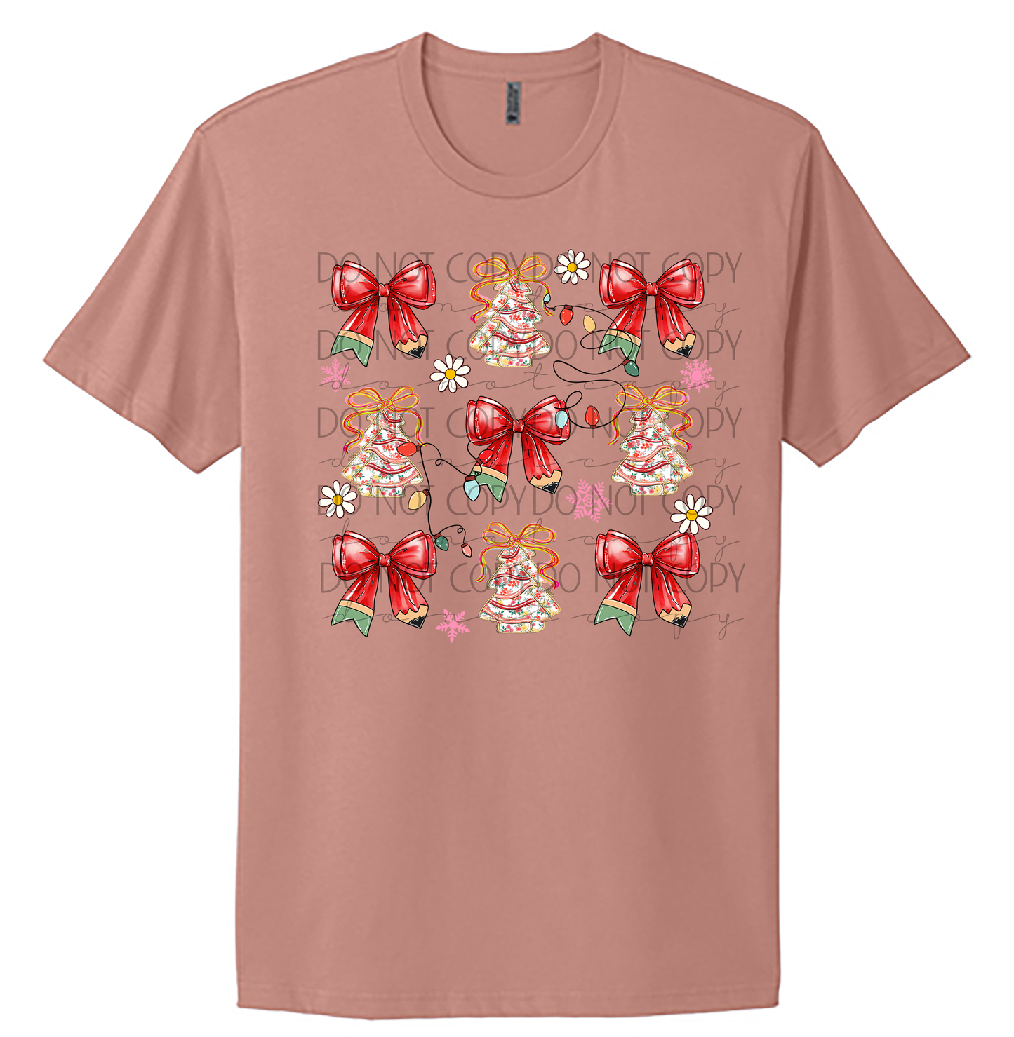 Teacher Trees & Bows Christmas Tee