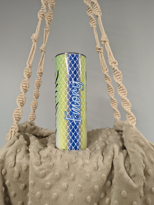 Fish Scale Tumbler – Lure-Inspired Green Gradient with Eye and Scale Detail