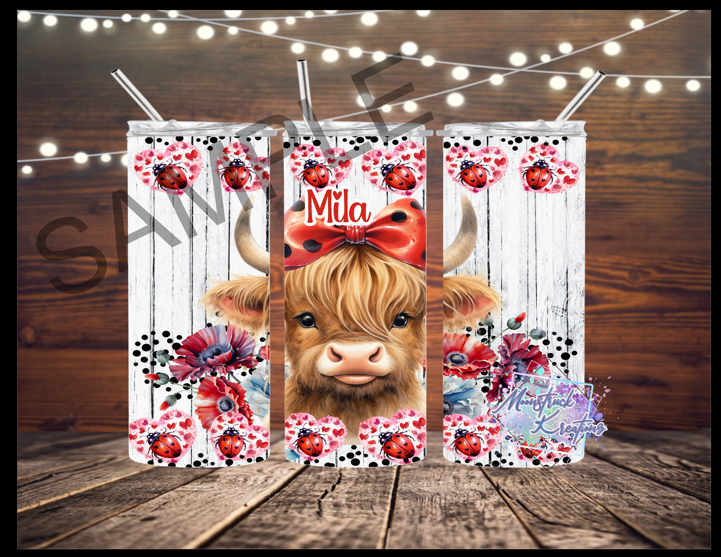 Personalized Highland Cow 20oz Skinny Tumbler