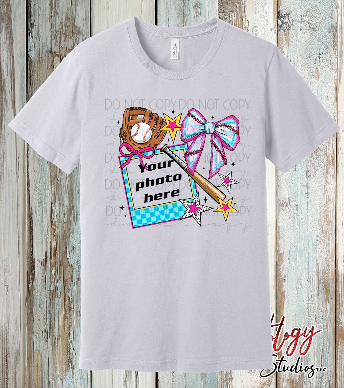 Custom Baseball Photo Shirt – Personalized Baseball Tee with Bow