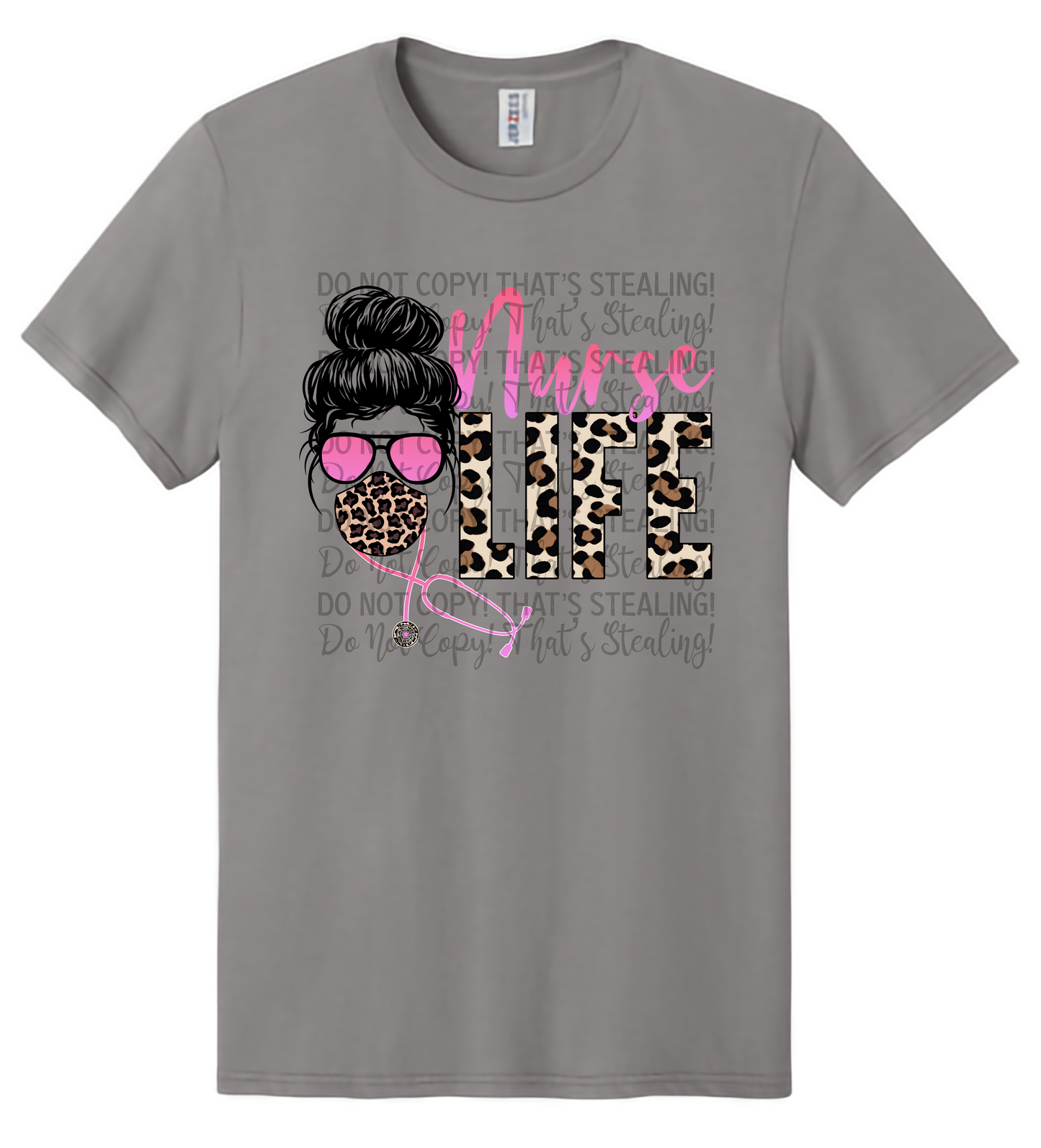 Nurse Life Leopard Print Shirt | Messy Bun