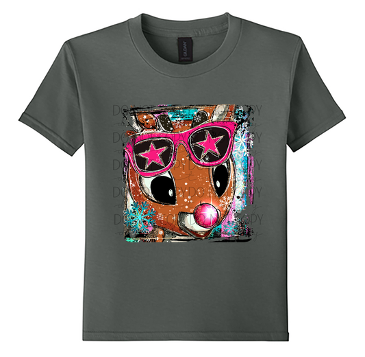 Youth Reindeer Selfie Christmas T-Shirt