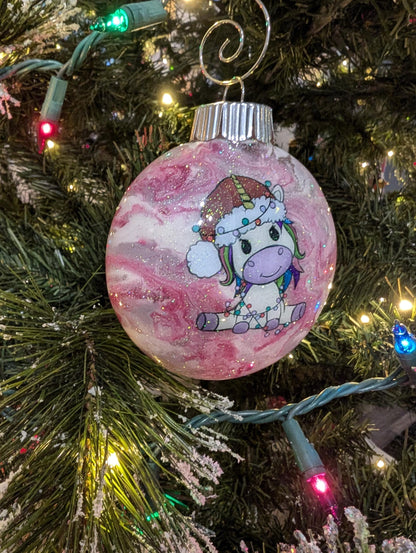 Handmade Pink Swirl Unicorn Ornament