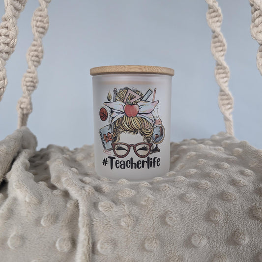 #TeacherLife Frosted Glass Candle Holder | LED Tea Light Included