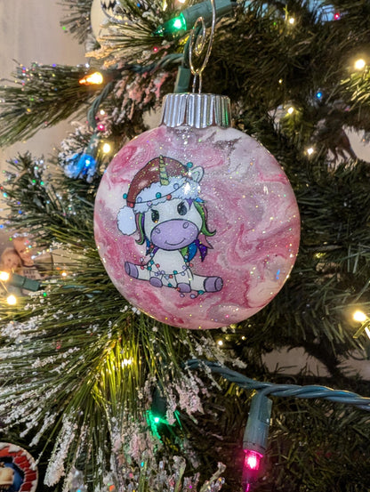 Handmade Pink Swirl Unicorn Ornament