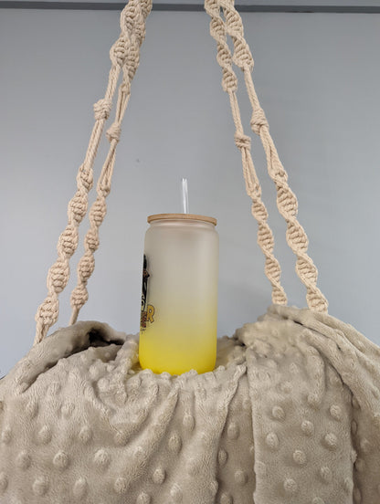 Yellow Ombré Teacher Life Frosted Glass Can – 16oz