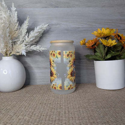 Cowboy Highland Cow 16oz Frosted Glass Can