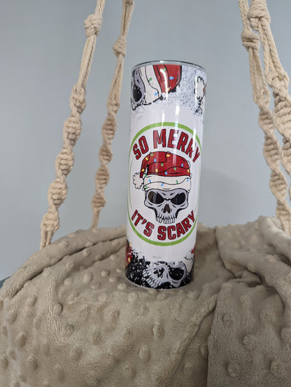 “So Merry It’s Scary” Christmas Skull Tumbler