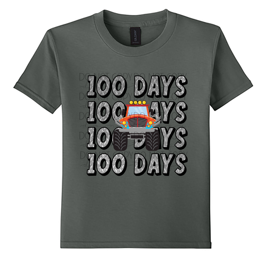 Youth 100 Days of School Shirt | Monster Truck 100th Day Tee