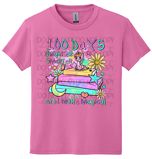 Youth - 100 Days Brighter, Smarter & More Magical Shirt | 100th Day of School Unicorn Shirt