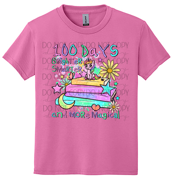 Youth - 100 Days Brighter, 100th Day of School Unicorn Shirt