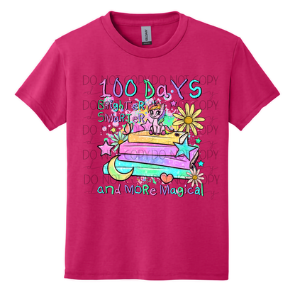 Youth - 100 Days Brighter, 100th Day of School Unicorn Shirt
