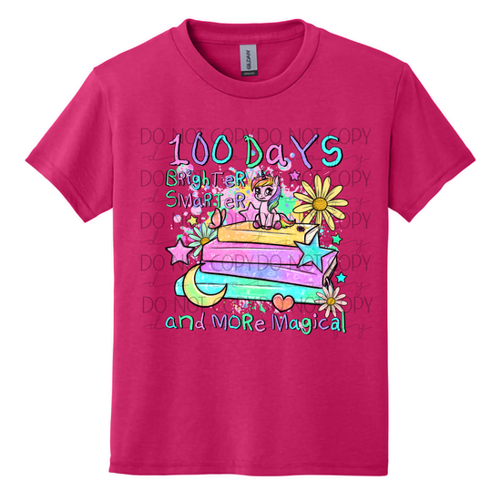 Youth - 100 Days Brighter, 100th Day of School Unicorn Shirt