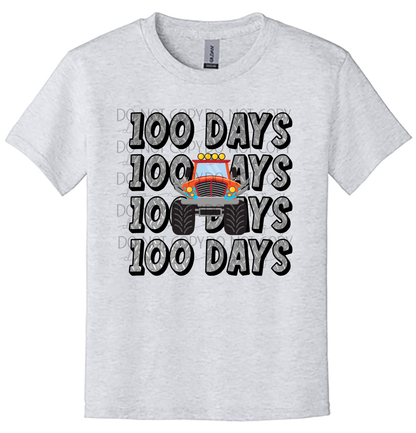 Youth 100 Days of School Shirt | Monster Truck 100th Day Tee