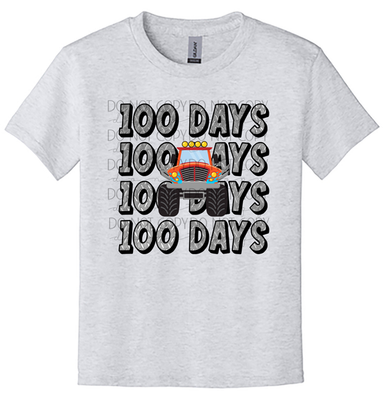 Youth 100 Days of School Shirt | Monster Truck 100th Day Tee