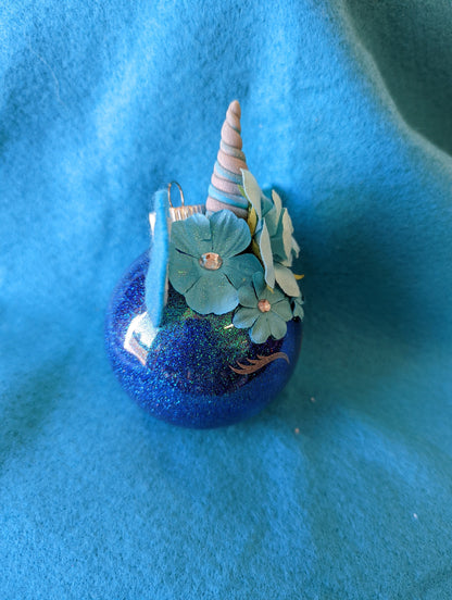 Handmade Blue Unicorn Ornament