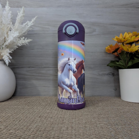 Horse & Rainbow Design - 12oz Personalized Pop Top Tumbler