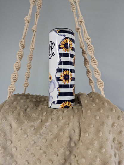 Stay Humble Sunflower Elephant Tumbler – 20oz Skinny Stainless Steel Cup