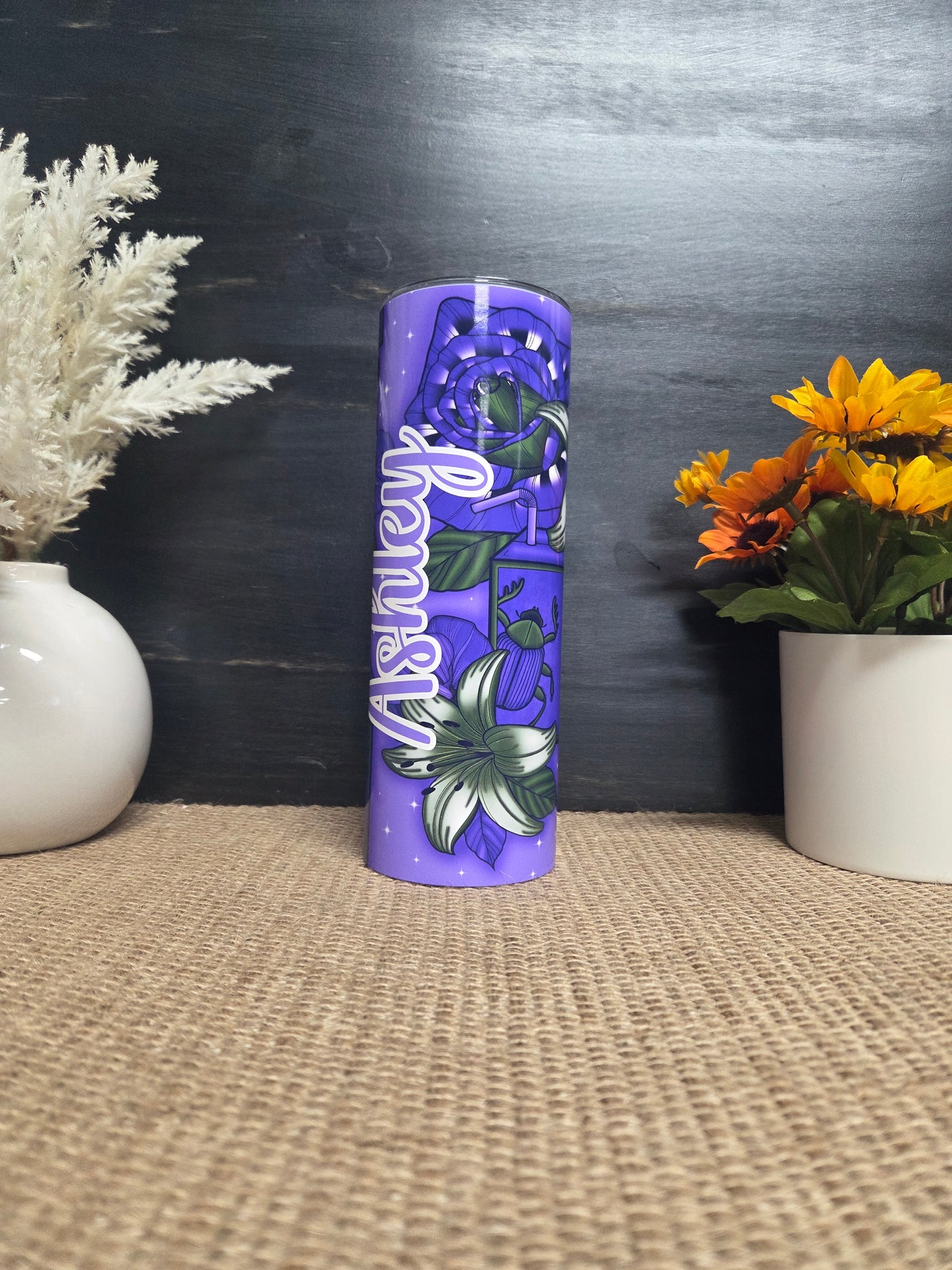 Beetle Tumbler- Sand Worm Floral Design