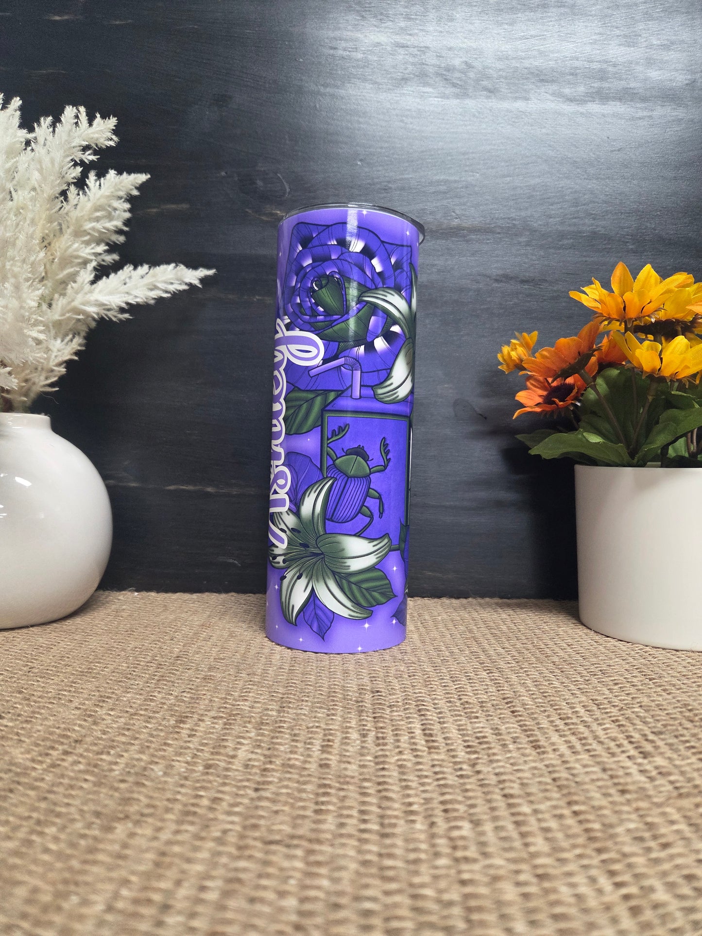 Beetle Tumbler- Sand Worm Floral Design