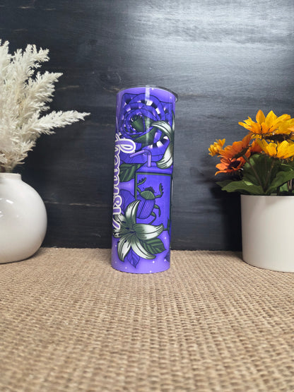 Beetle Tumbler- Sand Worm Floral Design