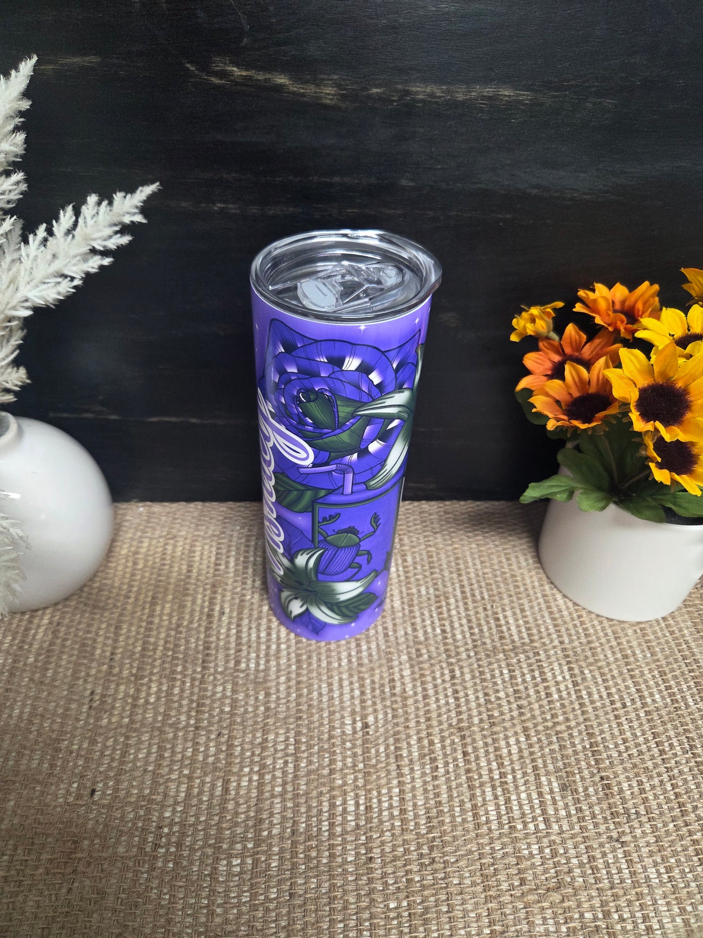 Beetle Tumbler- Sand Worm Floral Design