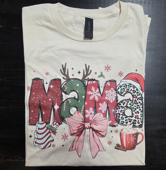 Glitter Print Christmas “Mama” Tee