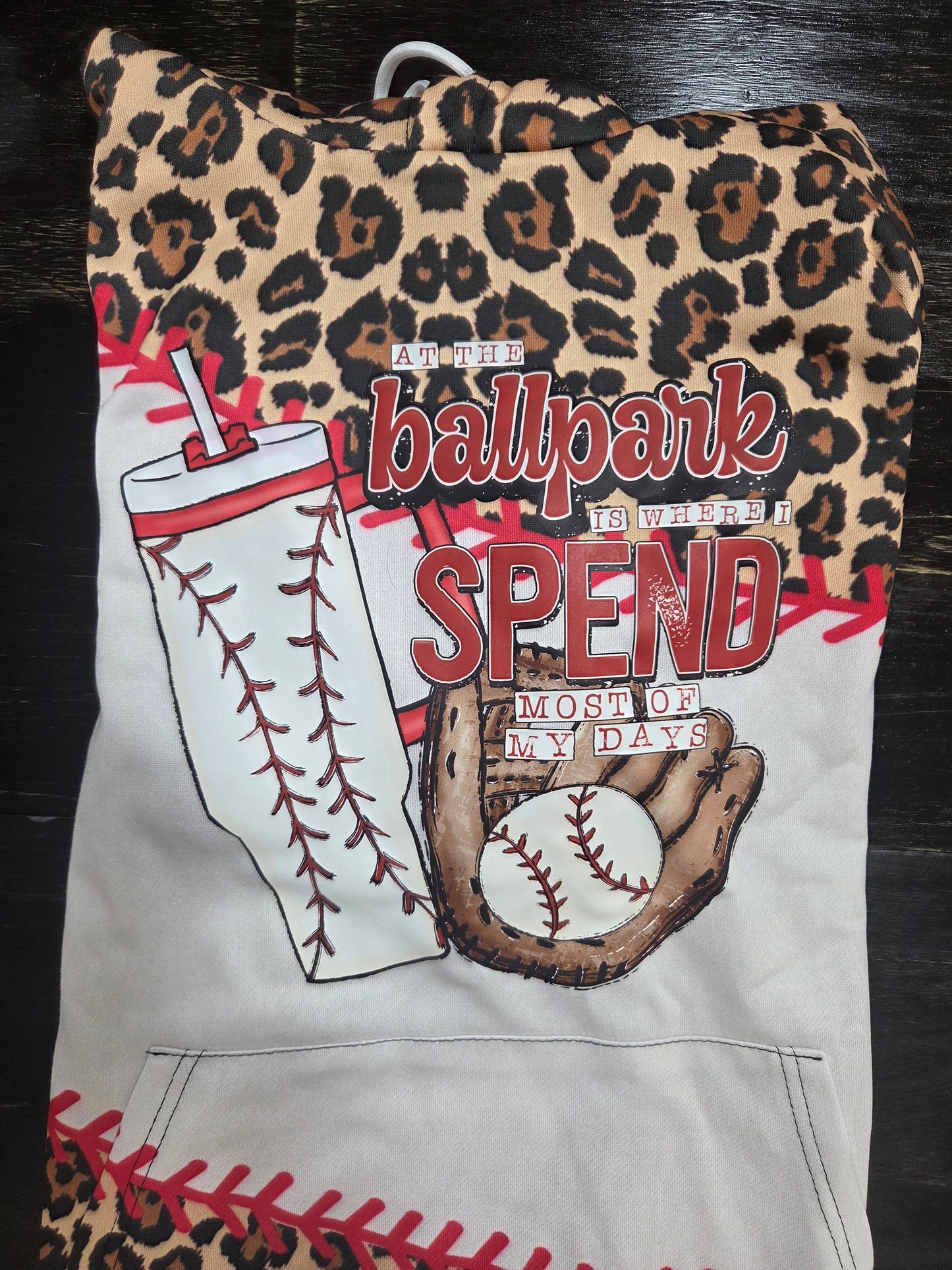 ⚾ Leopard Baseball Hoodie | “At the Ballpark Is Where I Spend Most of My Days” Lightweight Sweater