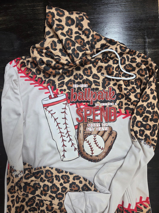 ⚾ Leopard Baseball Hoodie | “At the Ballpark Is Where I Spend Most of My Days” Lightweight Sweater