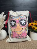 Glitter Print Gingerbread Santa Sack | Retro Gingerbread Man Gift Bag