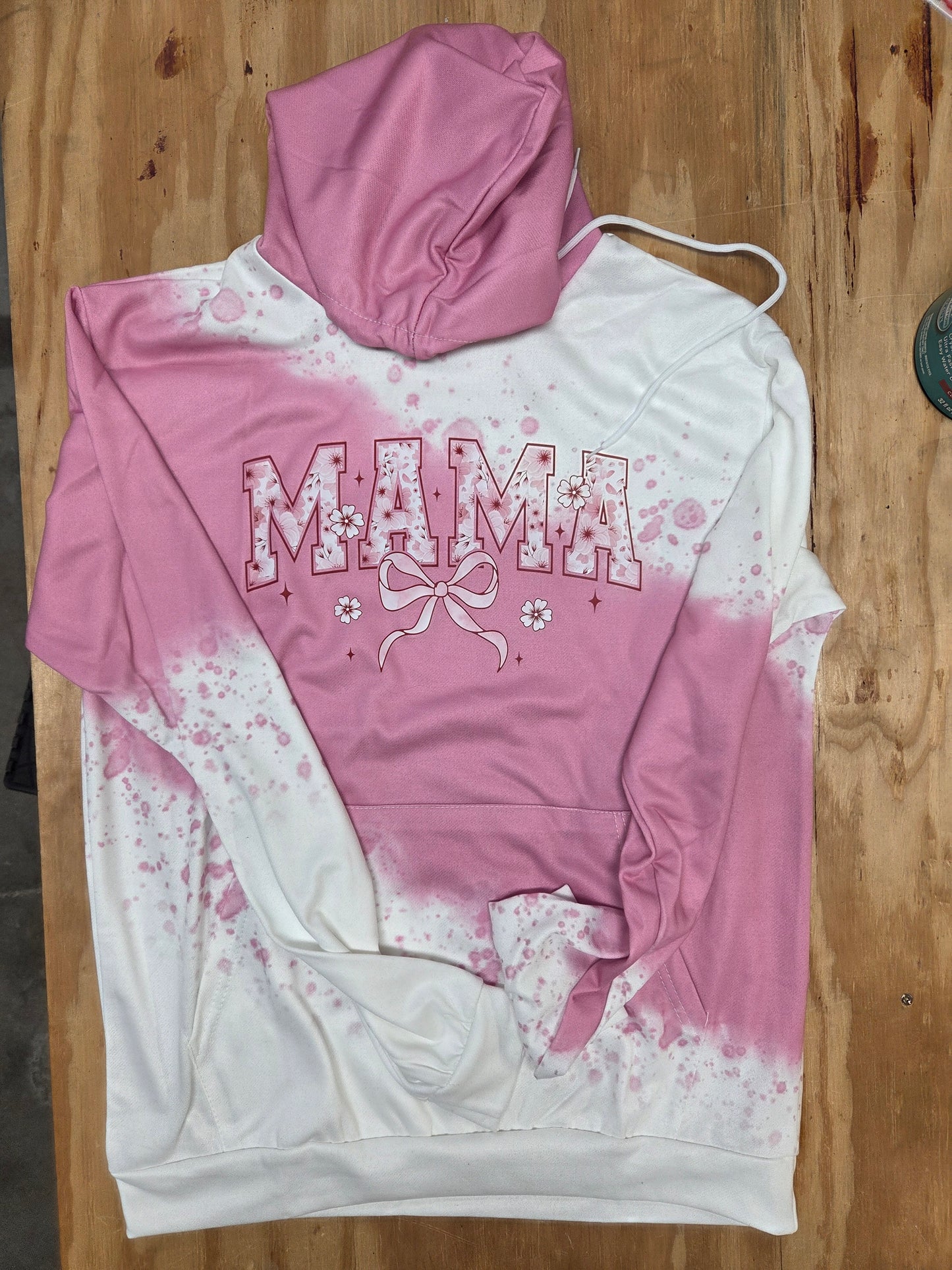 Pink Bleached MAMA Hoodie – Cute Coquette Bow Sweatshirt