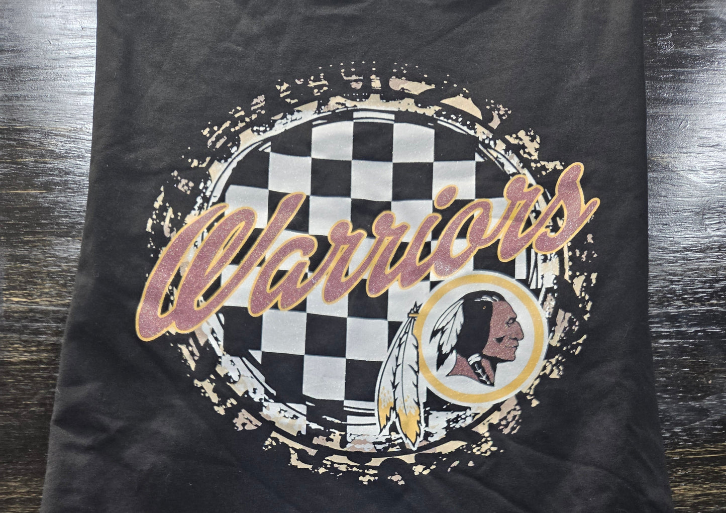 Warriors Distressed Circle Tee – Glitter