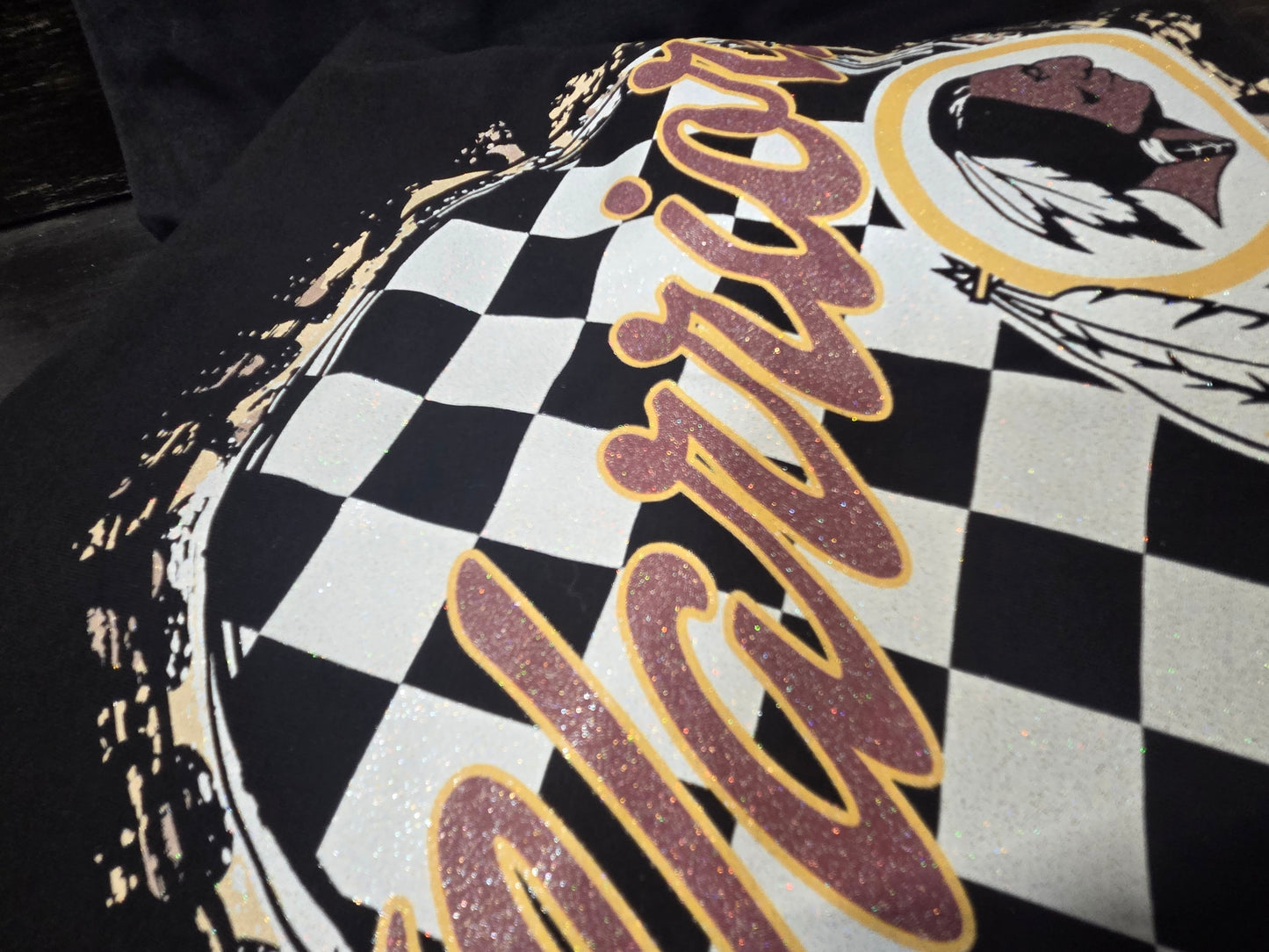 Warriors Distressed Circle Tee – Glitter