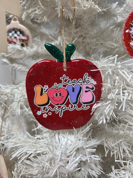 Teach • Love • Inspire Apple Ornament