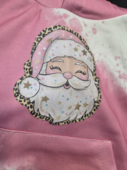 Pink Santa Bleached Hoodie – Kids Christmas Sweatshirt