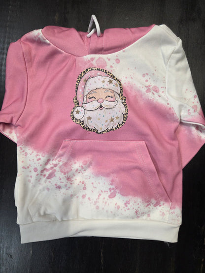 Pink Santa Bleached Hoodie – Kids Christmas Sweatshirt