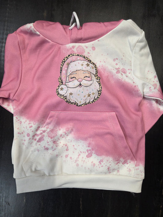 Pink Santa Bleached Hoodie – Kids Christmas Sweatshirt